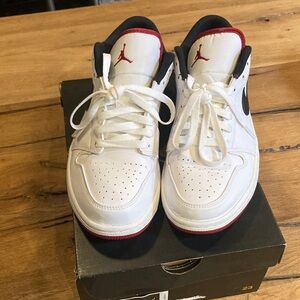Air Jordan 1 Low Top Sneakers - White & Red